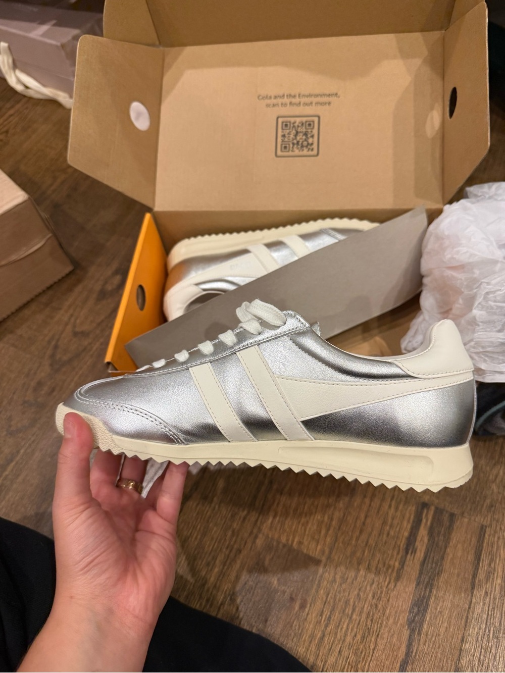 Gola Women's Silver and Cream Classic Runner Sneakers